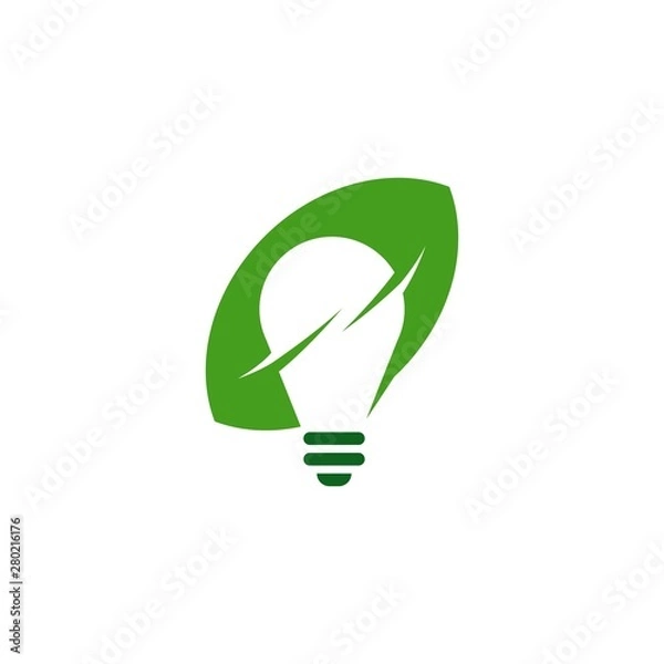 Fototapeta Green Lightbulb Saving Energy Power Recycle Isolated Logo Vector