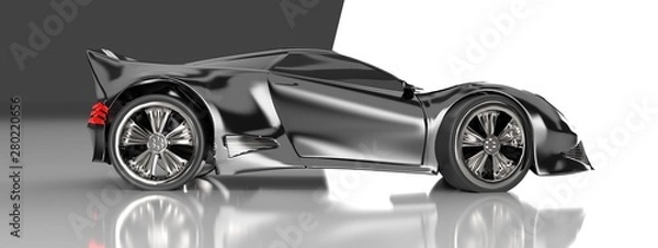 Fototapeta Modern black sports car ,3d ,render.