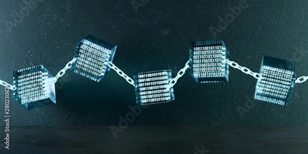 Obraz 3D ilustracja łańcucha blockchain