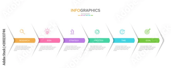 Fototapeta Vector infographic label template with icons. 6 options or steps. Infographics for business concept. Can be used for info graphics, flow charts, presentations, web sites, banners, printed materials.