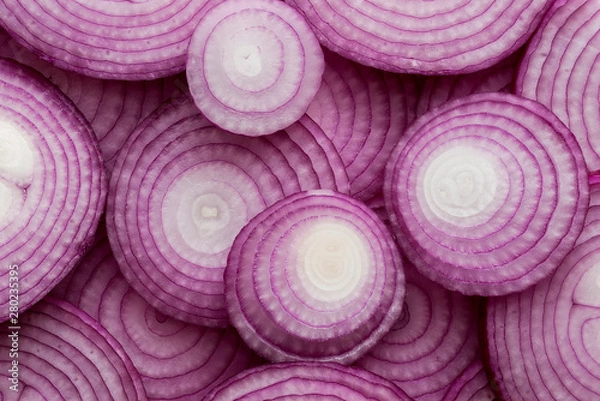 Fototapeta Group of Sliced Red Onion Rings