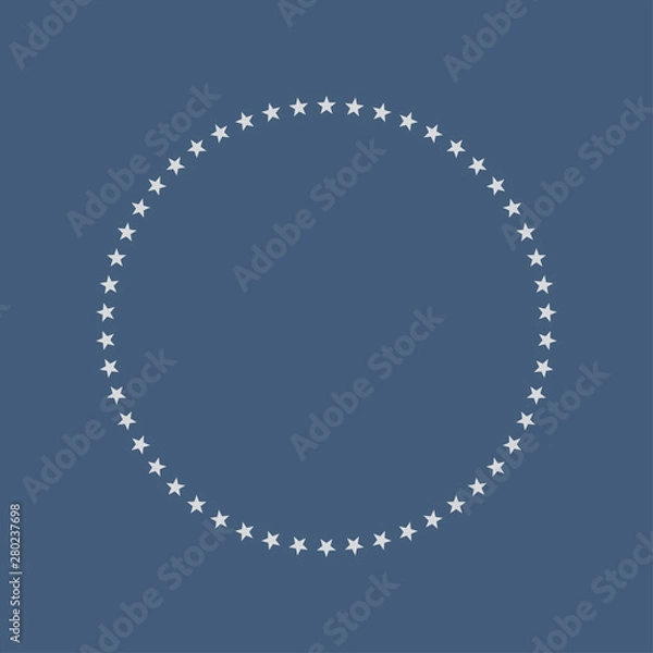 Fototapeta Shape vector stars in a circle oriented to the center. 50 silver star on a blue background.