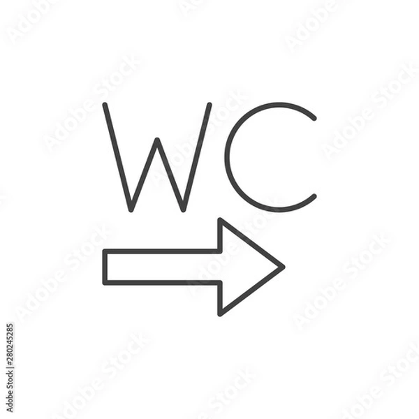 Fototapeta WC Toilet with arrow vector icon or symbol in thin line style