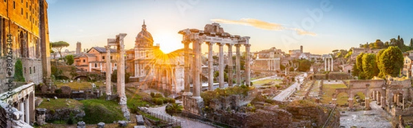 Obraz Forum Romanum o wschodzie słońca, Rzym, Włochy.