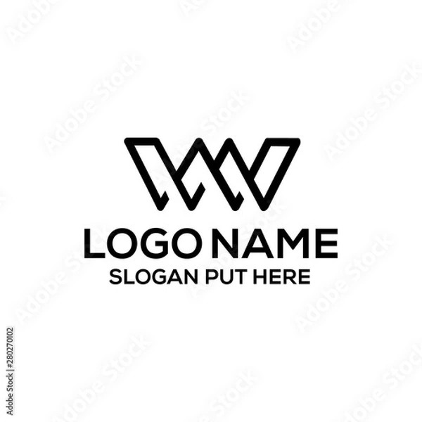 Fototapeta W Or WMW Letter logo design template