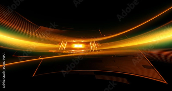 Obraz CPU socket. Modern technology. Big data center. 3D rendering..Light effect. Future microcontroller. Blockchain. Energy grid.Super system. Virtual reality. Digital signal. Overclock module