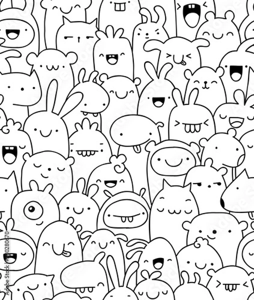 Obraz seamless doodle creatures