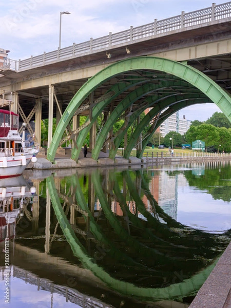 Obraz view of Rideau canal and bridge in Ottawa downtown