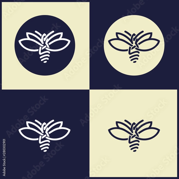 Obraz Firefly as fluorescent lamp, firefly icon, vector logo design concept.