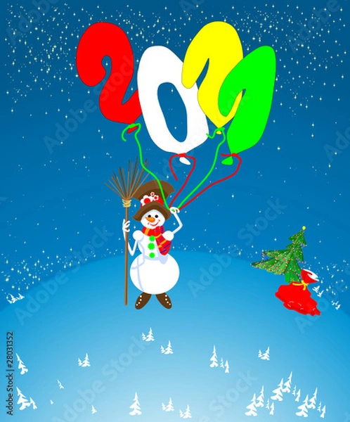 Obraz снеговик взлетает