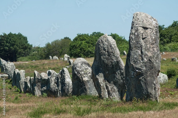 Fototapeta view of famous megalith alignment in Carnac Brittany  France