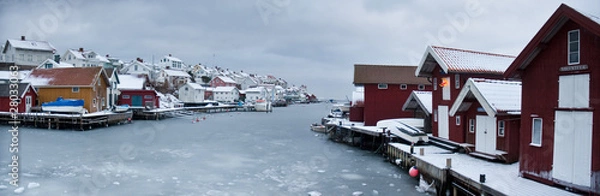 Obraz Typical small swedish west coast fishing village