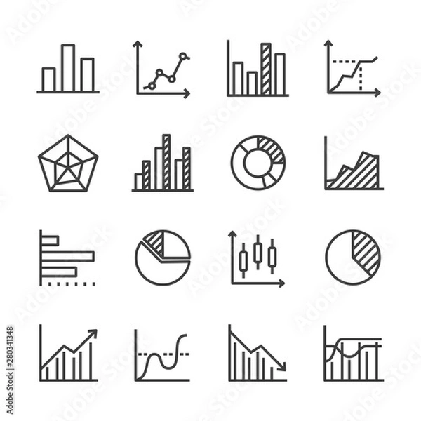 Fototapeta business analitycs vector line icons set