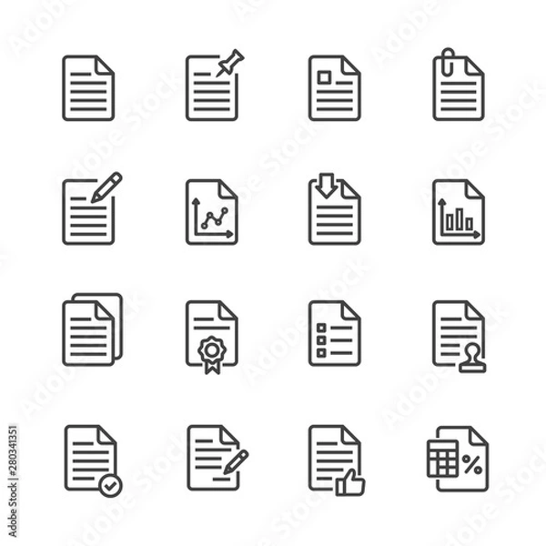 Fototapeta business document vector line icons set