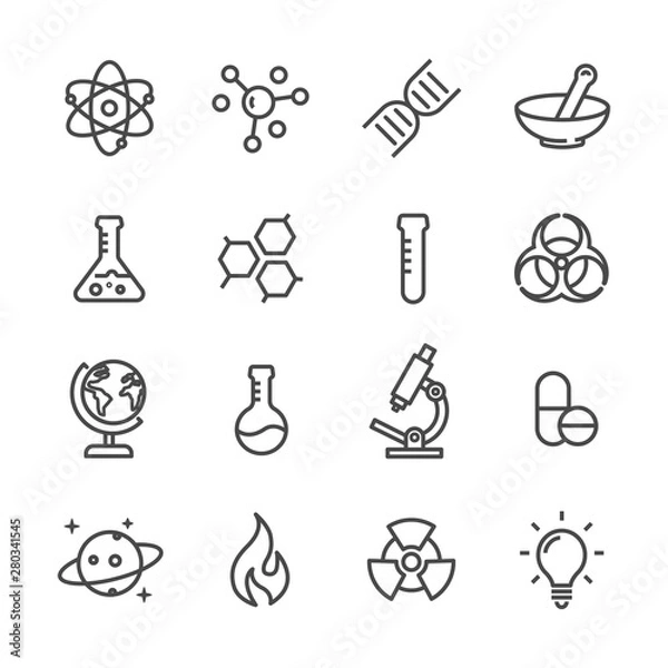 Fototapeta science and biological line icons set