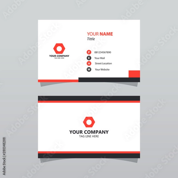 Fototapeta Modern orange bussines card template. Elegant element composition design with clean concept.