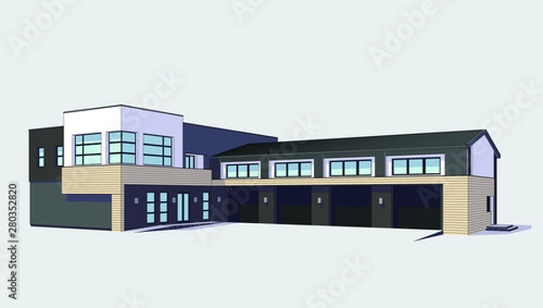 Obraz 3d automobile repair shop. Architectural blueprint.