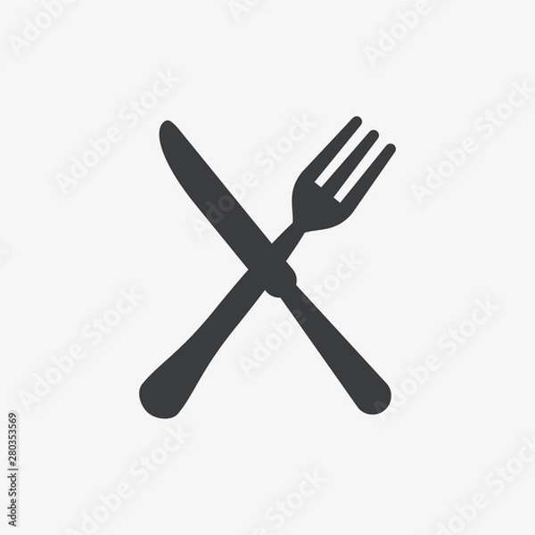 Obraz Fork & Knife Flat Vector Icon