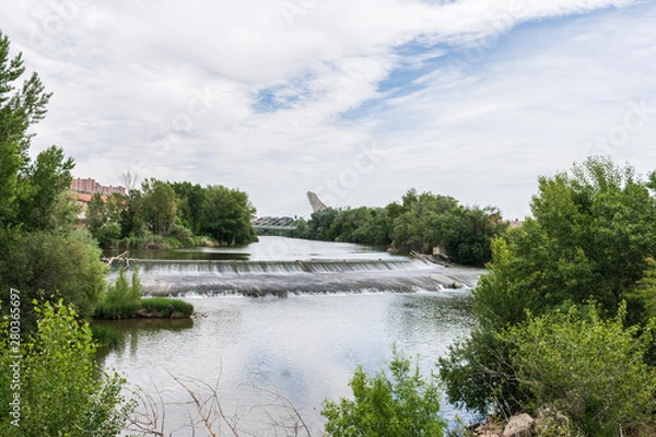 Fototapeta waterfall river with water and vegetation