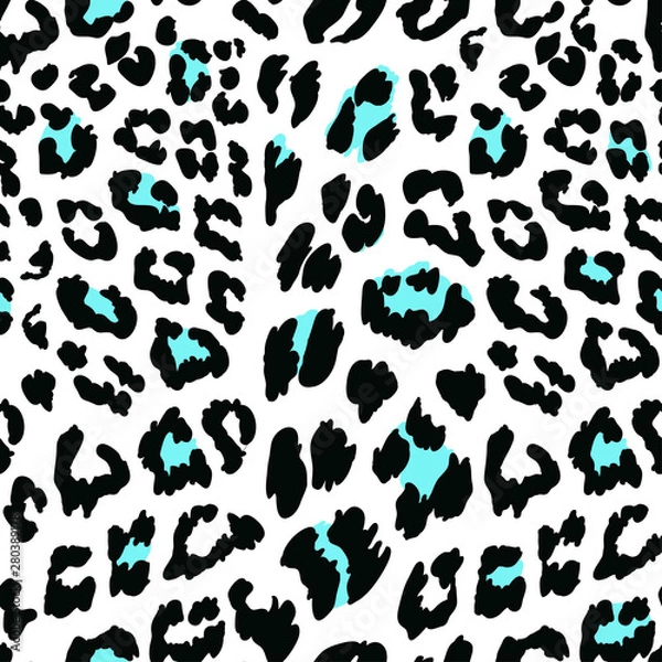 Obraz Leopard spot pattern with blue spots on white background