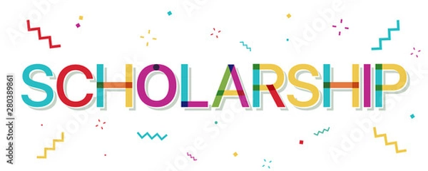 Fototapeta "Scholarship" colorful text with confetti