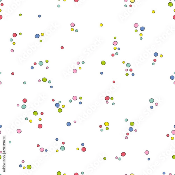 Fototapeta Colored circles. Dots. Seamless vector pattern (background). Cartoon print. 