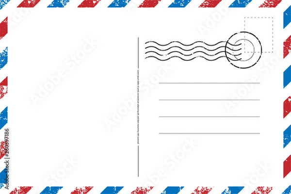 Obraz Blank vintage post card template with stamp.vector illustration