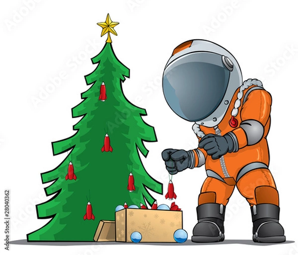 Obraz astronaut decorating the Christmas tree