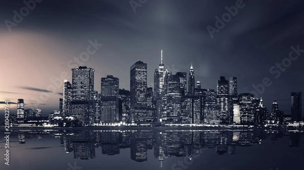 Fototapeta View of Manhattan Downtown in the evening, New York City