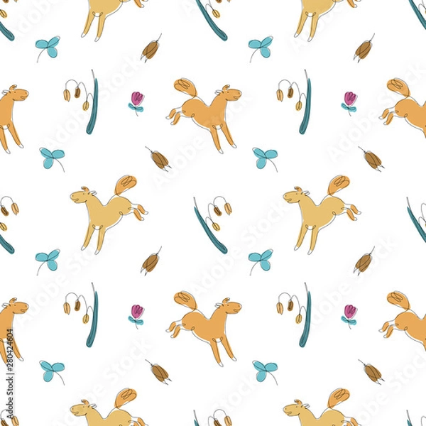 Fototapeta Horse line shapes seamless pattern