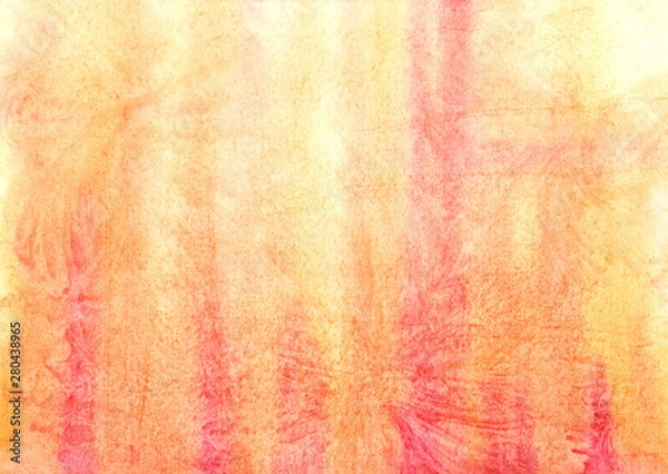Fototapeta Watercolor abstract yellow texture bright hand painted orange red and ginger for text or lettering design