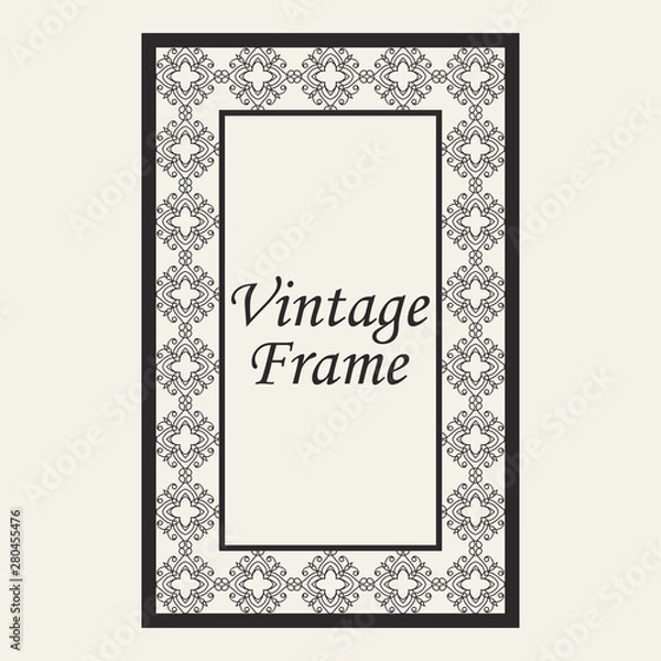 Obraz Vintage ornate border frame with ornamental elements, calligraphy swirls and ornament. Can be used for retro invitations and royal certificates.