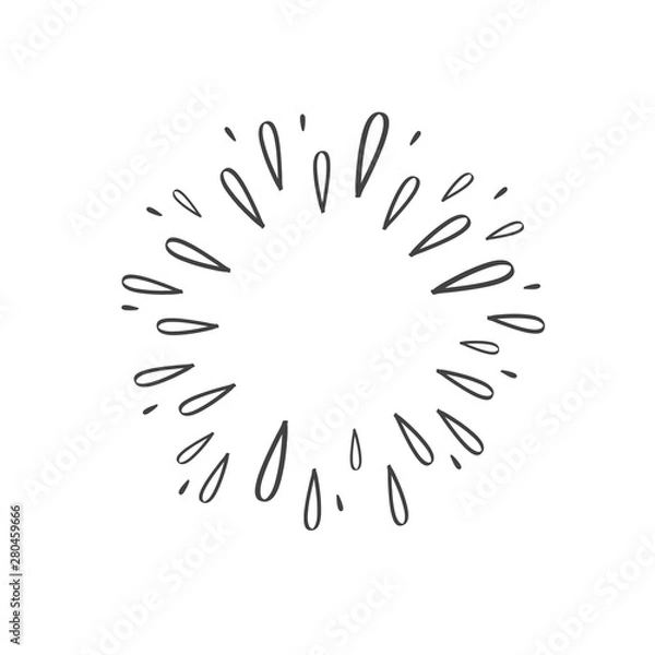 Obraz Vintage doodle Sunburst Explosion. Hand drawn Design Element. Fireworks Black Rays