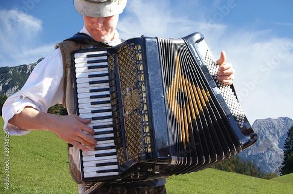 Obraz Akkordeonspieler auf der Alm