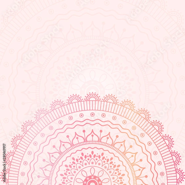 Fototapeta Summer flower mandala background with place for text. Colorful vector template
