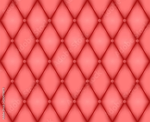 Fototapeta Luxury red leather texture. Genuine leather pattern. Rhombus geometric background. Vector EPS 10 illustration format