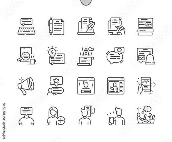 Obraz Blog Well-crafted Pixel Perfect Vector Thin Line Icons 30 2x Grid for Web Graphics and Apps. Simple Minimal Pictogram