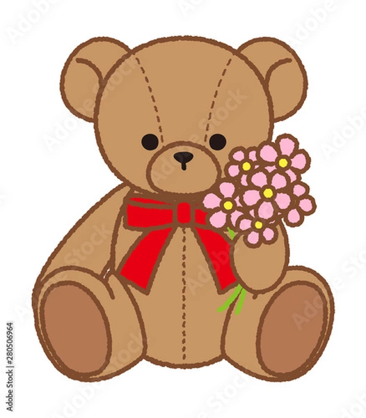 Obraz テディベア_花