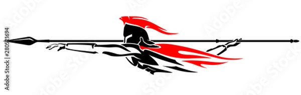 Obraz Abstract Spartan Soldier Spear Throw