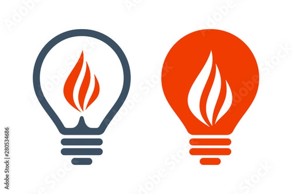 Obraz Bulb icons with flame sign