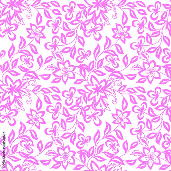 Fototapeta Seamless decorative floral pattern. Vector graphics. Coloring