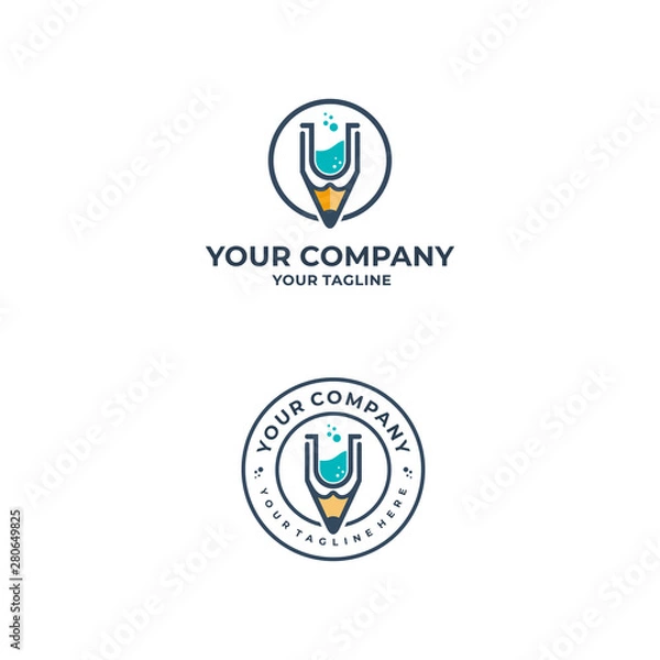 Fototapeta pencil and lab vector template design, and design stamp