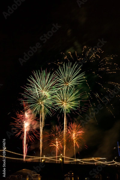 Fototapeta Fireworks with reflection