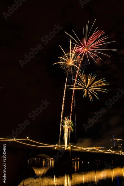 Fototapeta Fireworks with reflection