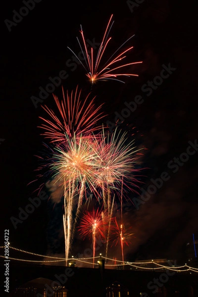 Fototapeta Fireworks with reflection