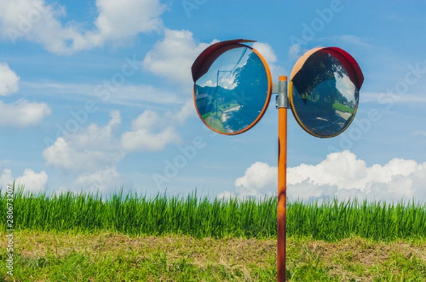 Obraz 田舎のカーブミラー