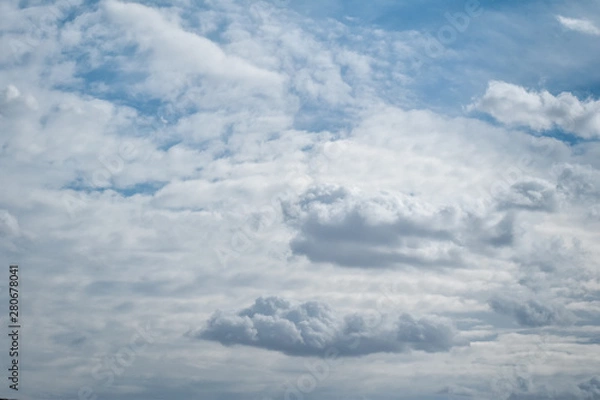 Fototapeta white fluffy monsoon clouds in the sky after rainfall. at Rajkot, Gujarat, India. 