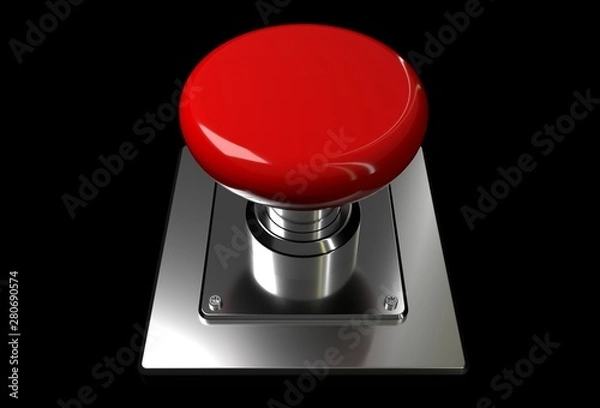 Fototapeta Big red button. 3d rendering