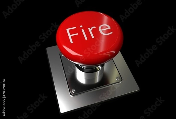 Fototapeta Fire big red button. 3d rendering