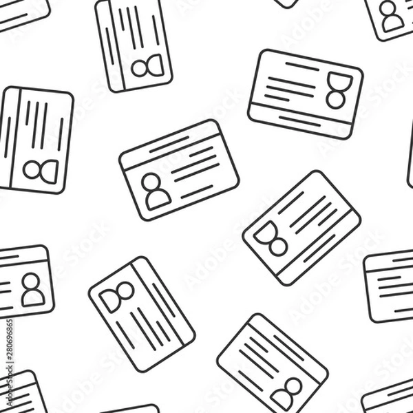 Obraz Id card icon seamless pattern background. Identity tag vector illustration on white isolated background. Driver licence business concept.